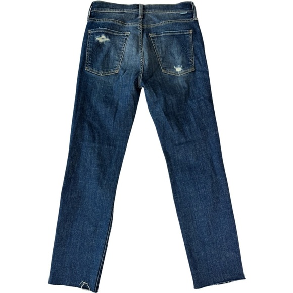 MOTHER Denim Scrapper Cuff Ankle Fray Unstitched blue Jeans size 25 - Picture 3 of 16